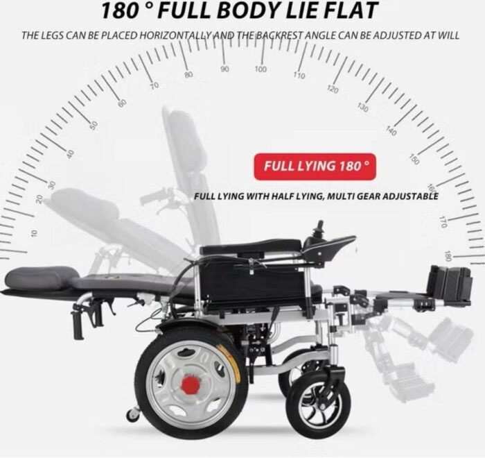 The <strong>Electric Wheelchair 680 Full-Lying Type</strong>, available for <strong>rental</strong> at <strong>AstroMed UAE</strong>, offers ultimate comfort and mobility for the elderly and disabled. It ensures smooth navigation on various terrains with features like a total 180° lying adjustment, dual motor power, shock-absorbing tyres, and a 360° joystick. Lightweight and foldable, it’s easy to store and transport. Rent now for a reliable and comfortable mobility solution!